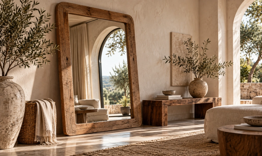 How to Style an Oversized Floor Mirror