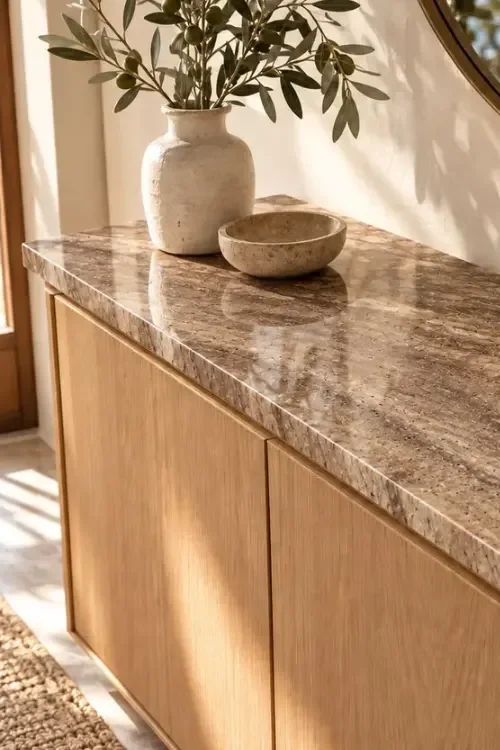 Natural Stone Console Top – Marble & Travertine Tabletop