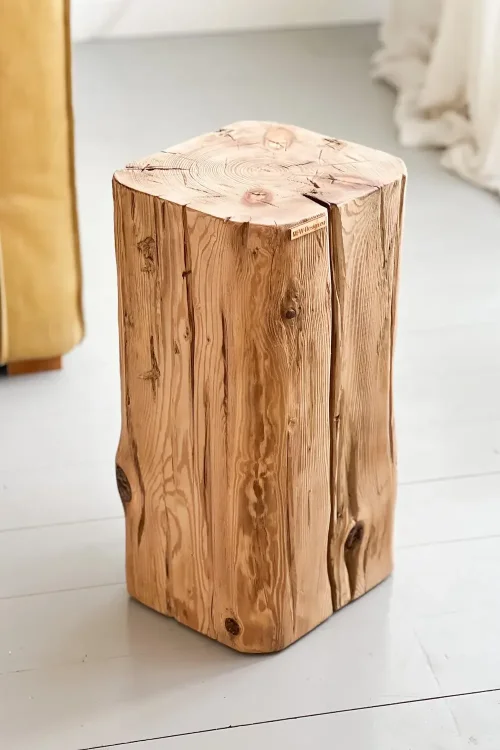 Reclaimed Wood Stump Side Table