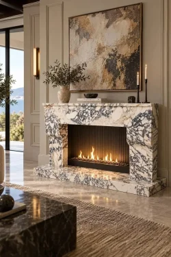 Calacatta Viola Marble Fireplace Mantel