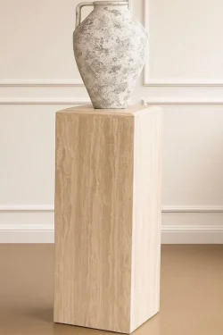 Natural Travertine Pedestal – Handcrafted Stone Display Plinth