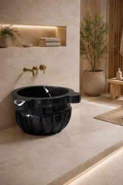 Obsidian Hammam Marble Basin