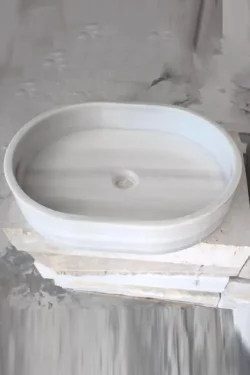Oval White Marble Vessel Sink