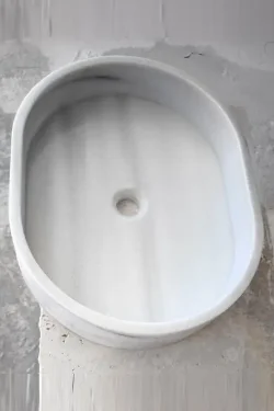 Oval White Marble Vessel Sink