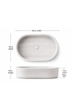 Oval White Marble Vessel Sink