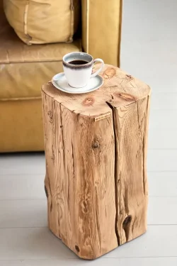 Reclaimed Wood Stump Side Table