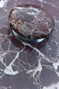 Red Marble Round Sink – Handcrafted Natural Stone Bathroom Basin