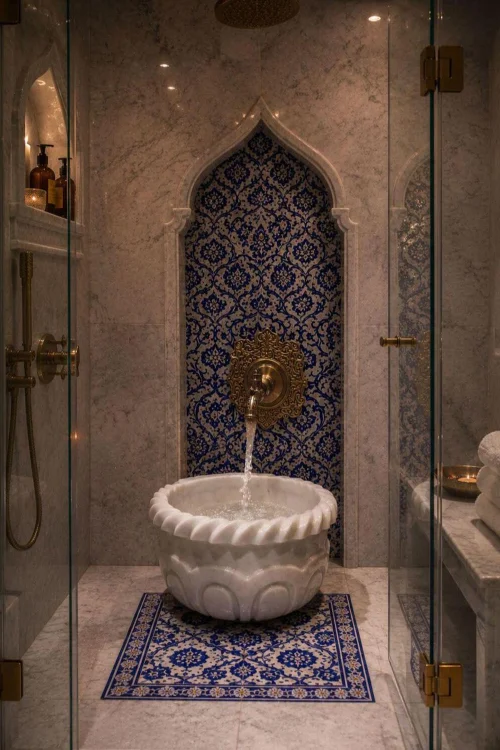 Handcrafted Marble Kurna Sink – Turkish Hammam Basin