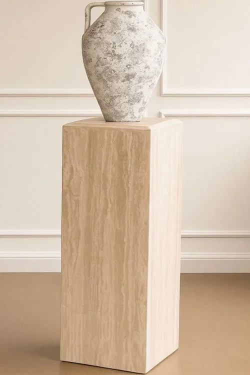 Natural Travertine Pedestal – Handcrafted Stone Display Plinth
