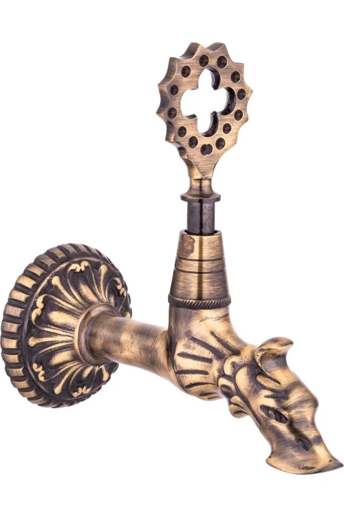 Ottoman Fish Motif Brass Wall Faucet
