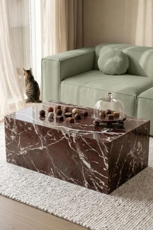 Rosso Levanto Marble Coffee Table