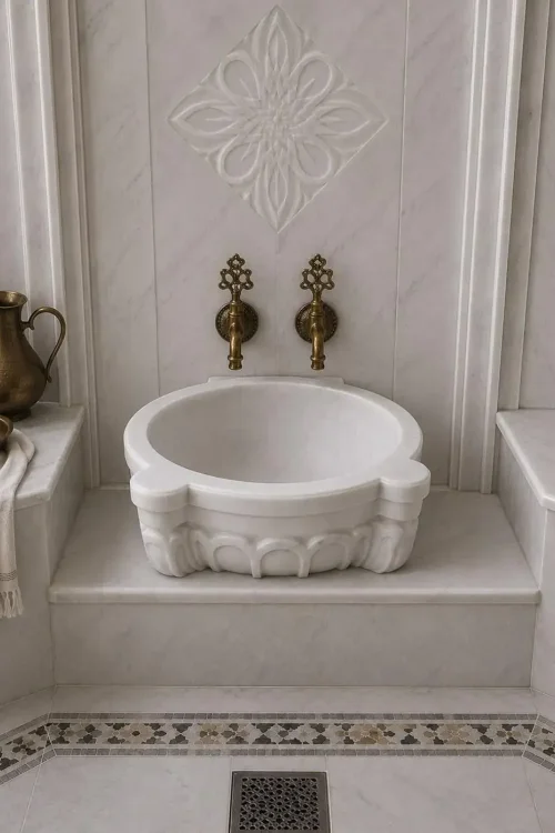 White Marble Kurna Sink